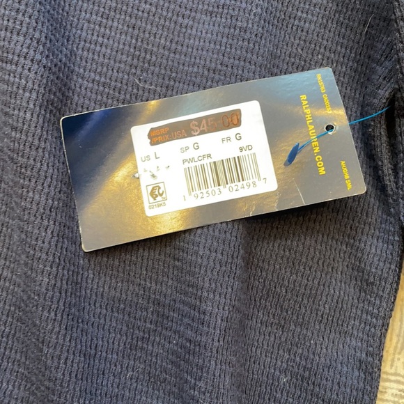 NWT Polo Ralph Lauren Navy Long Sleeve Waffle Top - Picture 4 of 5